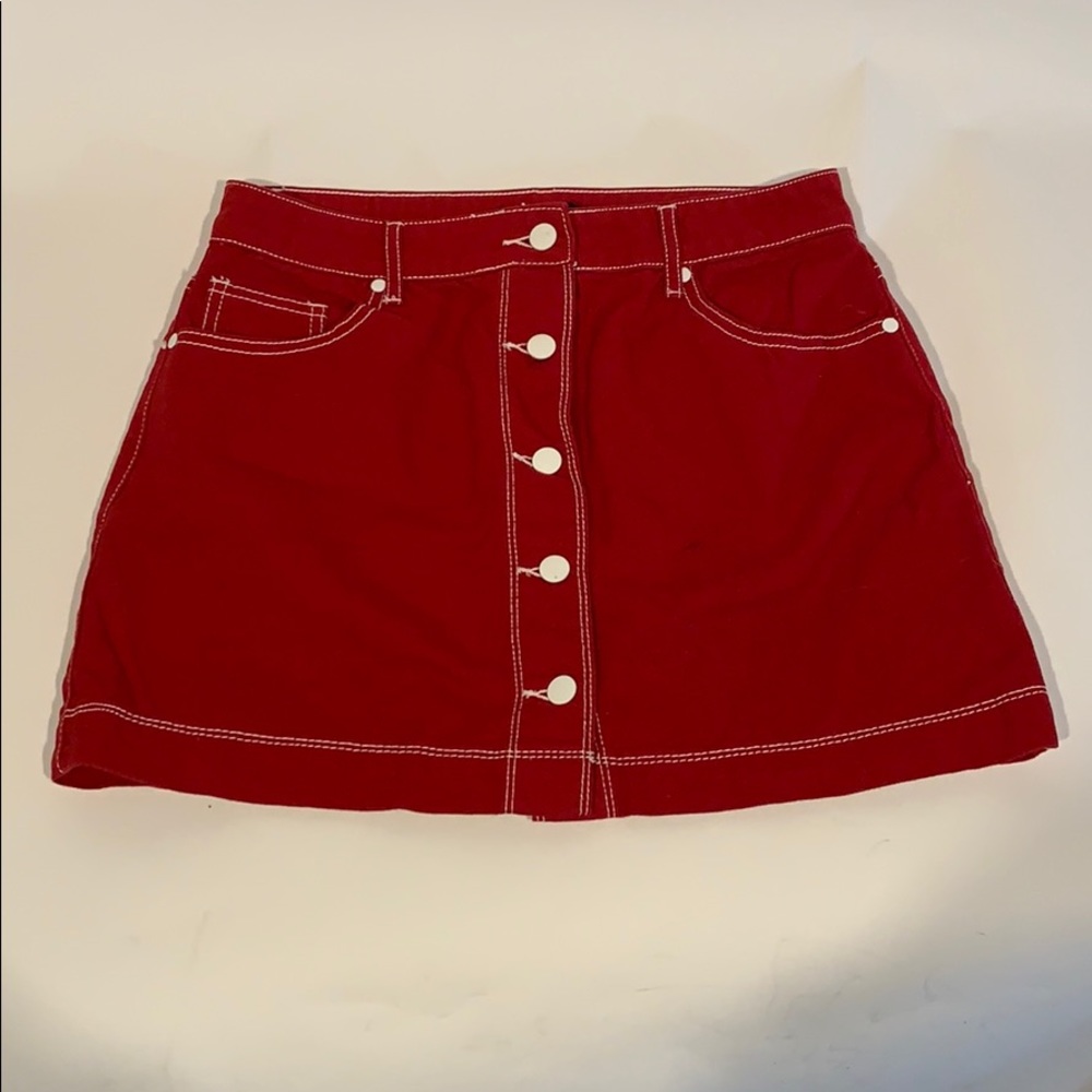 Forever 21 Red Denim Mini Skirt